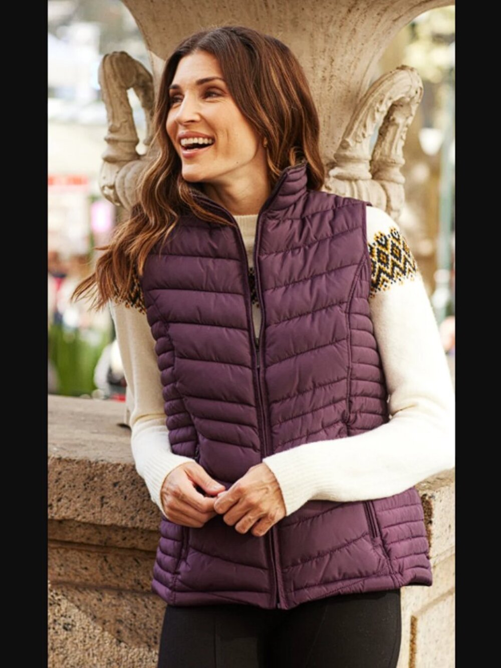 Weatherproof Quilted Puffer Vest with Plush Lining Egg plant Purple (XL) NWT!